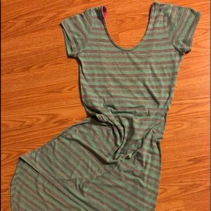 Derek heart striped gray and blue dress